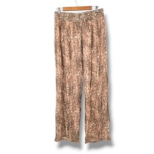New Directions Women's Brown‎ Tan Print Lounge Pants Elastic Waist Size M